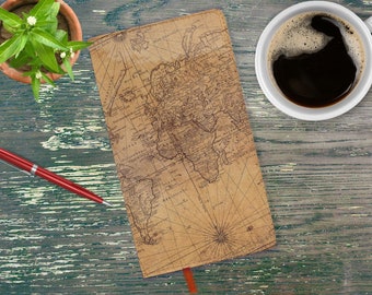Travel Journal: Antique Map Design - PU Leather Cover