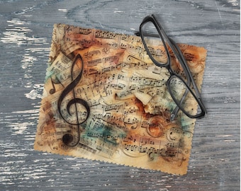 Lens Cleaning Cloth: Vintage Sheet Music and G Clef - Soft & Streak-Free