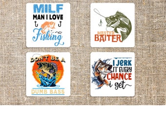 Bass Fishing Coaster Set - Funny Bar and Coffee Table Decor