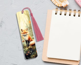 Watercolor Fox Bookmark: Woodland Animal Design with Tassel