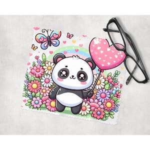 Lindo Kawaii Panda lente de microfibra gafas cámara paño de limpieza 6 "x 7"