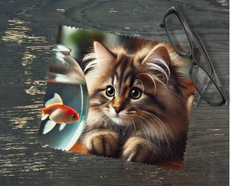 Lens Cleaning Cloth: Norwegian Forest Cat Kitten Design (Glasses & Screens)