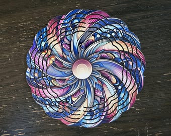 Purple Pinwheel Wind Spinner: Colorful Yard Art, Vibrant Swirl