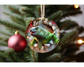 Iguana Holiday Ornament: Reptile Lover Gift (Double-Sided Aluminum)
