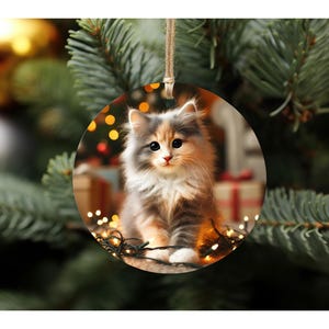 Dilute Calico Kitten Ornament - Lightweight Christmas Cat Decoration