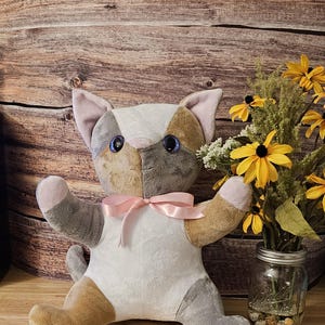 Huggable Calico Kitty Plush, Handmade Stuffed Animal, Baby Lovey, Kids Gift, Soft Pet Toy, Custom Colors, Cozy Cuddle Companion