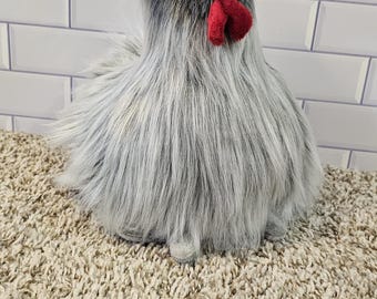 Silkie Rooster Plush: Soft Fluffy Chicken Handmade With Custom