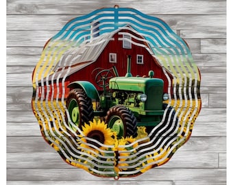 John Deere Tractor Wind Spinner: Rustic Farmyard Metal Art