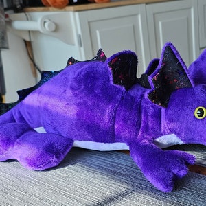 Custom Plush Laying Dragon – 18&quot; Long Soft Fantasy Stuffed Animal – Custom Colors & Fabrics – Handmade Gift for Dragon Lovers