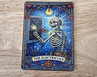 Electrician Magnet: Funny Skeleton Tarot Card Design