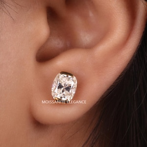 2.00 TCW Cushion Cut Moissanite Stud Earrings, Bezel set earrings, Moissanite Wedding Earrings, Push/Screw Back Earrings, Anniversary Gift