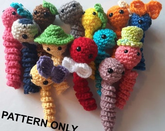 Worry Worm with Accessory Options Crochet Pattern