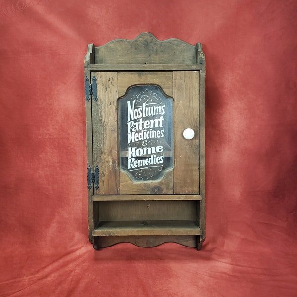Antique Nostrums Patent Medicines wood medicine cabinet