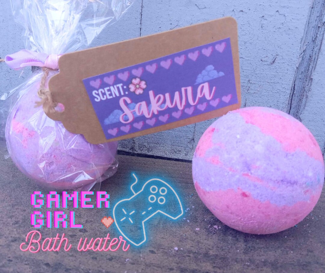 Gamer Girl bath Water Cherry Blossom Bath Bomb 2.75 Inch, 8 Oz. W/ Pink