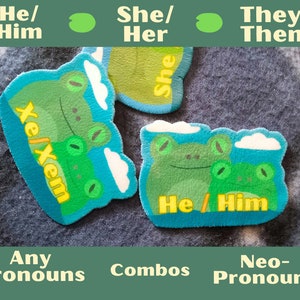 Frogs in water pronoun pin - He/Him, She/Her, They/Them, Custom Pronouns froggy pin