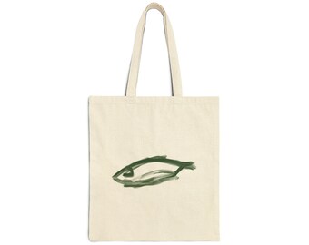 Cotton Canvas Tote Bag - Fish