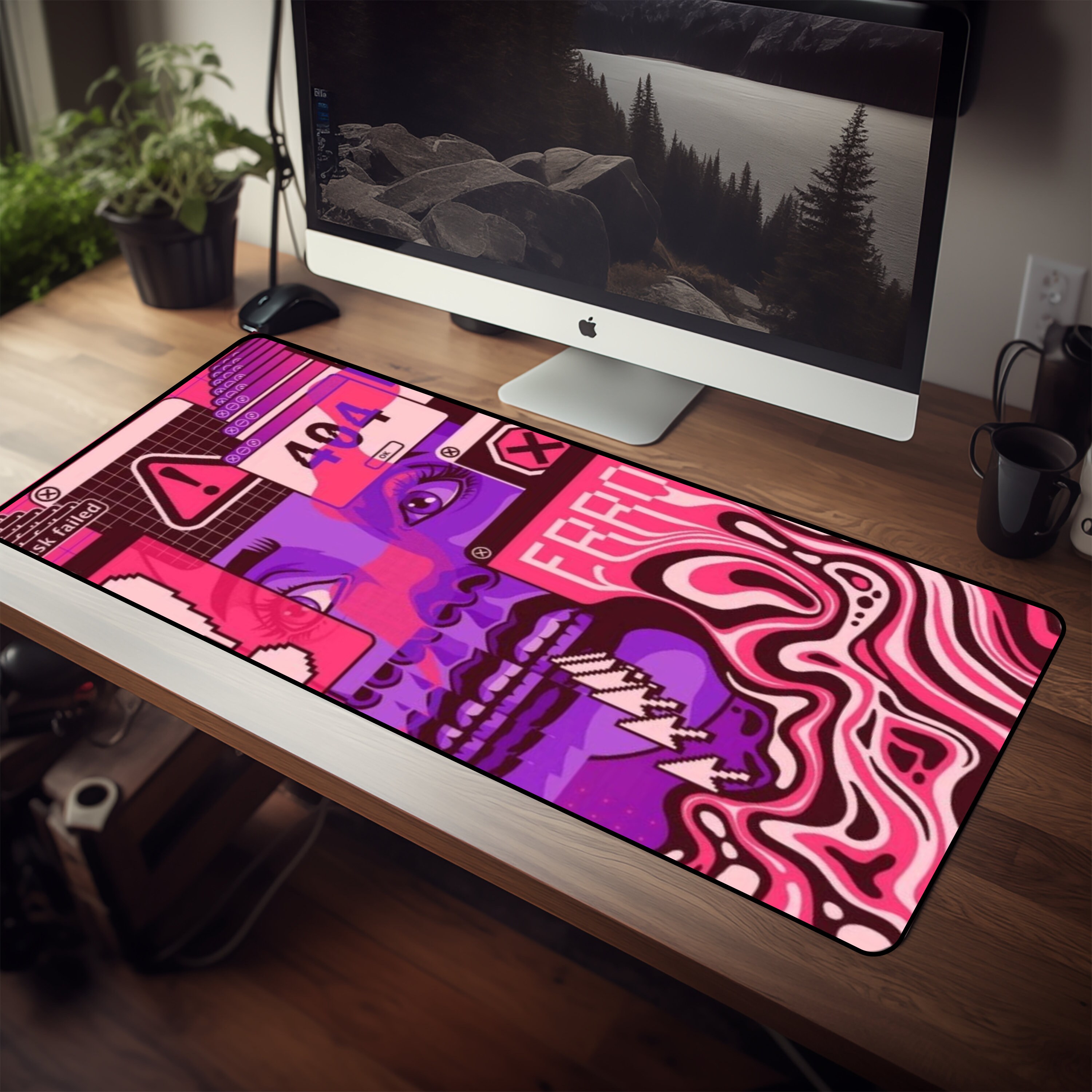 Glitching Error Desk Mat, Gaming Desk Mat, Gaming Errors Mousepad