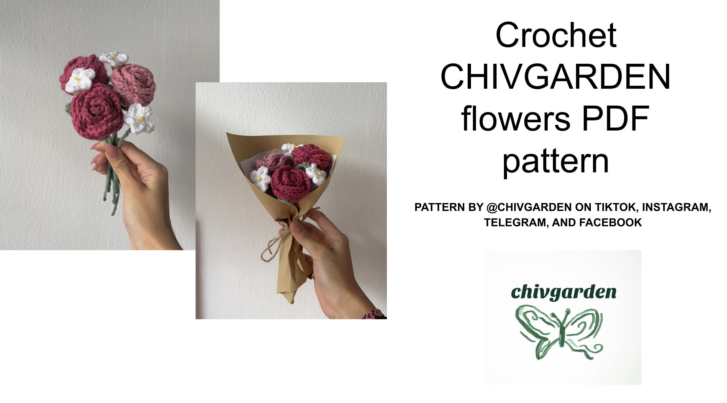 Mini Roses Crochet Pattern Digram Crochet Mini Rose Bouquet PDF Pattern - Etsy