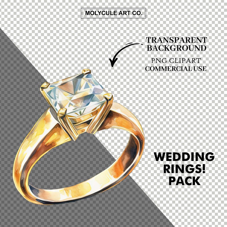 25 Watercolor Wedding Rings Clipart Engagement Rings High-quality ...