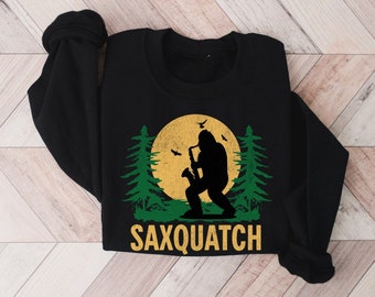 Saxquatch-sweatshirt | Wandelshirt | Bigfoot-trui | Sasquatch-hoodie | Bigfoot-kleding | Grappige Bigfoot trui | Kampeershirt