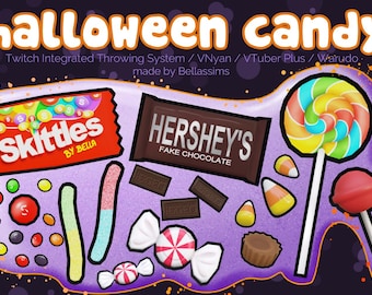 3D || Halloween-snoepset | Wegwerpitems voor streaming | VNyan/VTuber Plus/Warudo/Twitch geïntegreerd werpsysteem
