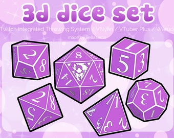 3D || Baldur's Gate Illithid paarse Dnd dobbelstenen set | Wegwerpitems voor streaming | VNyan/VTuber Plus/Warudo/Twitch geïntegreerd werpen