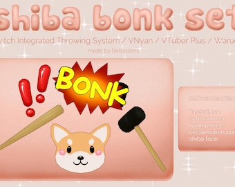 3D || Shiba Bonk-set | Wegwerpitems voor streaming | VNyan/VTuber Plus/Warudo/Twitch geïntegreerd werpsysteem