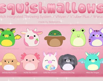 3D || Squishmallow-set | Wegwerpitems voor streaming | VNyan/VTuber Plus/Warudo/Twitch geïntegreerd werpsysteem