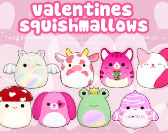 3D || Set met squishmallows voor Valentijn | Wegwerpitems voor streaming | VNyan/VTuber Plus/Warudo/Twitch geïntegreerd werpsysteem