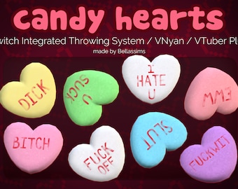 3D || Offensive Candy Heart-antivalentijnsset | Wegwerpitems voor streaming | VNyan/VTuber Plus/Warudo/Twitch geïntegreerd werpsysteem