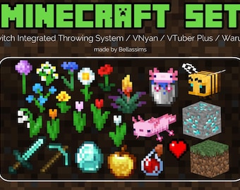 3D || Minecraft-set | Wegwerpitems voor streaming | VNyan/VTuber Plus/Warudo/Twitch geïntegreerd werpsysteem