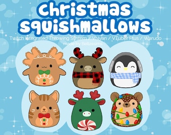 3D || Set kerstsquishmallows | Wegwerpitems voor streaming | VNyan/VTuber Plus/Warudo/Twitch geïntegreerd werpsysteem