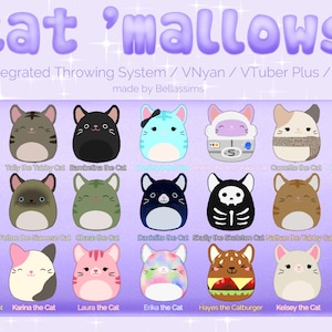 3D || Cat Squishmallow Mega Set | Throwable Assets for Streaming | VNyan/VTuber Plus/Warudo/Twitch Integrated Throwing System