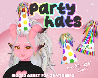 Party Hat Asset | Vnyan Prop/Unity | Rigged 3D Accessory for 3D Vtubers