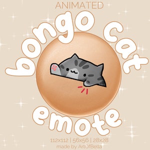 Grey Tabby Cat Themed Bongo Cat Emote for Twitch Streaming