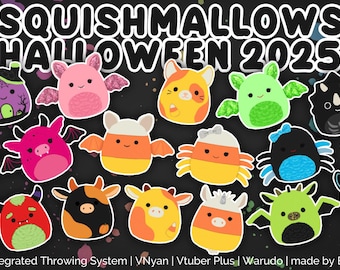 3D || Halloween-squishmallows 2025 | Wegwerpitems voor streaming | VNyan/VTuber Plus/Warudo/Twitch geïntegreerd werpsysteem