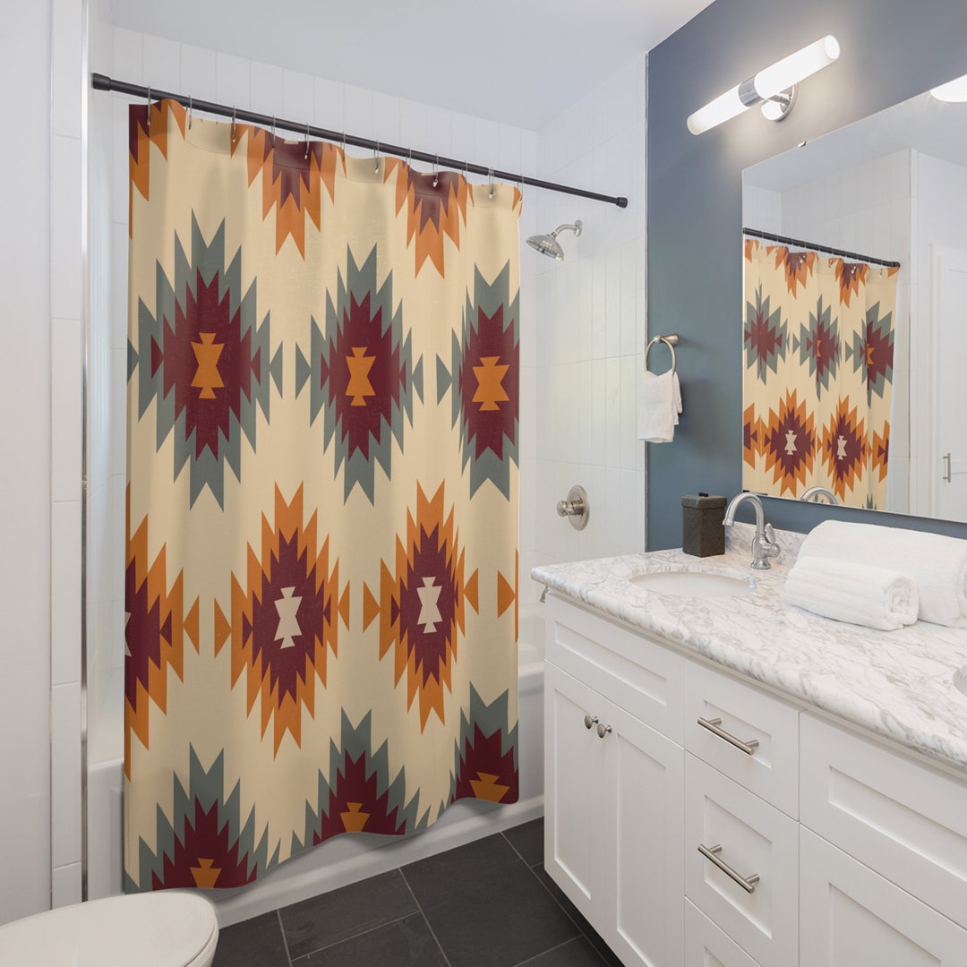 Native American Curtain Southwest Shower Curtain Native Etsy