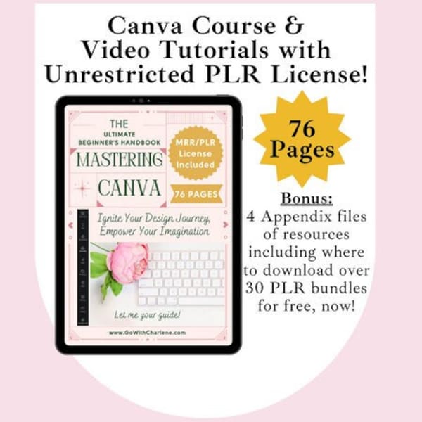Canva Course: 76-Page Beginner's Handbook with Video Tutorials (PLR License)
