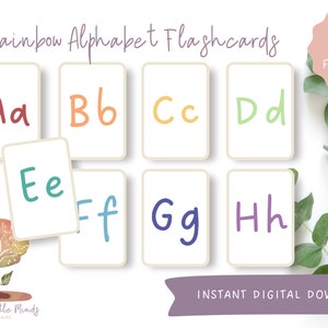 Printable Rainbow Alphabet Flashcards, Classroom Decor, Toddlers, Preschool, Early Learning Resource, Nursery Decor, DIGITAL DOWNLOAD