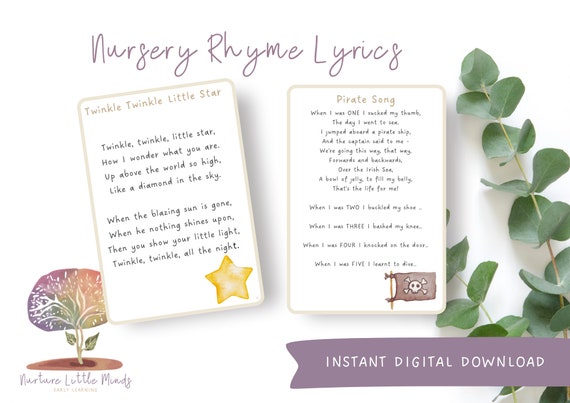 Watercolor Nursery Rhyme Lyrics Flashcards, Classroom Decor (digital  Download) - Etsy