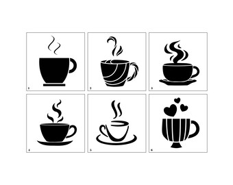 Coffee/Tea Cup Stencils - Reusable