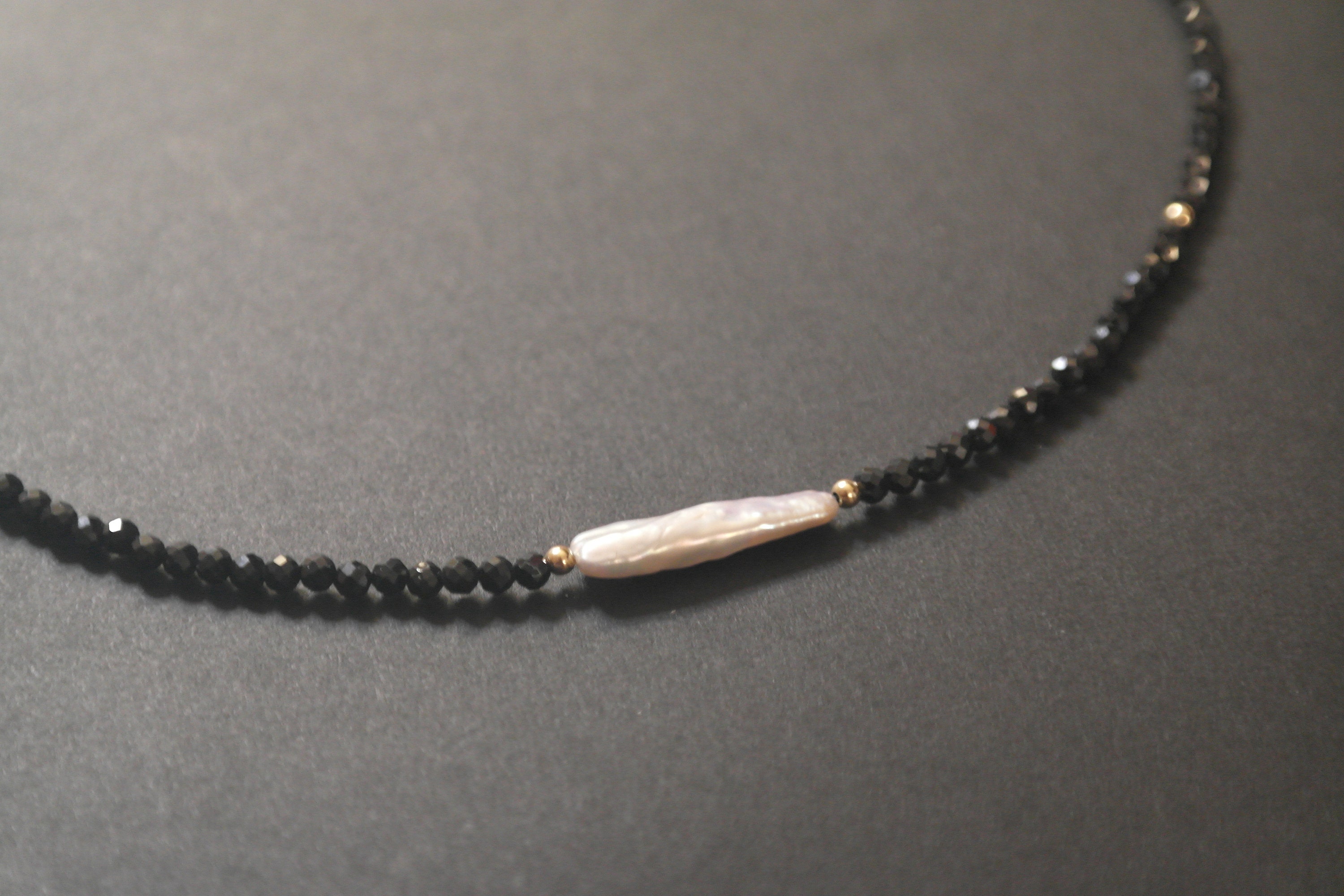 •STRAY• faceted black spinel sparrow + gold necklace (various lengths)