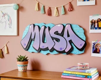 Custom 12" Graffiti Wood plaque | Spray paint graffiti art | One-of-a-kind | Graffiti name sign