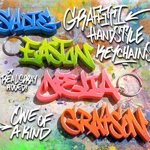 Custom Graffiti Handstyle Keychain | 3D print art | Real Spray Paint