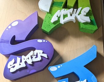 3D Graffiti Letter Model: Personalized Name, Custom Painted, 9"