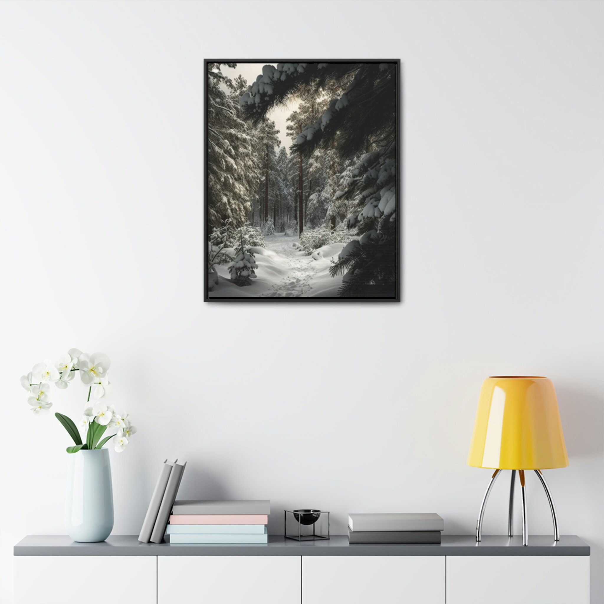 Snowy Forest Gallery Canvas Wraps Vertical Frame Wall Art Etsy