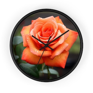 Peach Flower Wall Clock, Floral Clock, Elegant Home Decor, Unique Office Clock, Bedroom Wall Art, Kitchen Timepiece