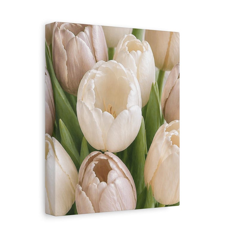 Neutral Tulip Canvas Wall Art | Beige Floral Wall Decor | Soft ...
