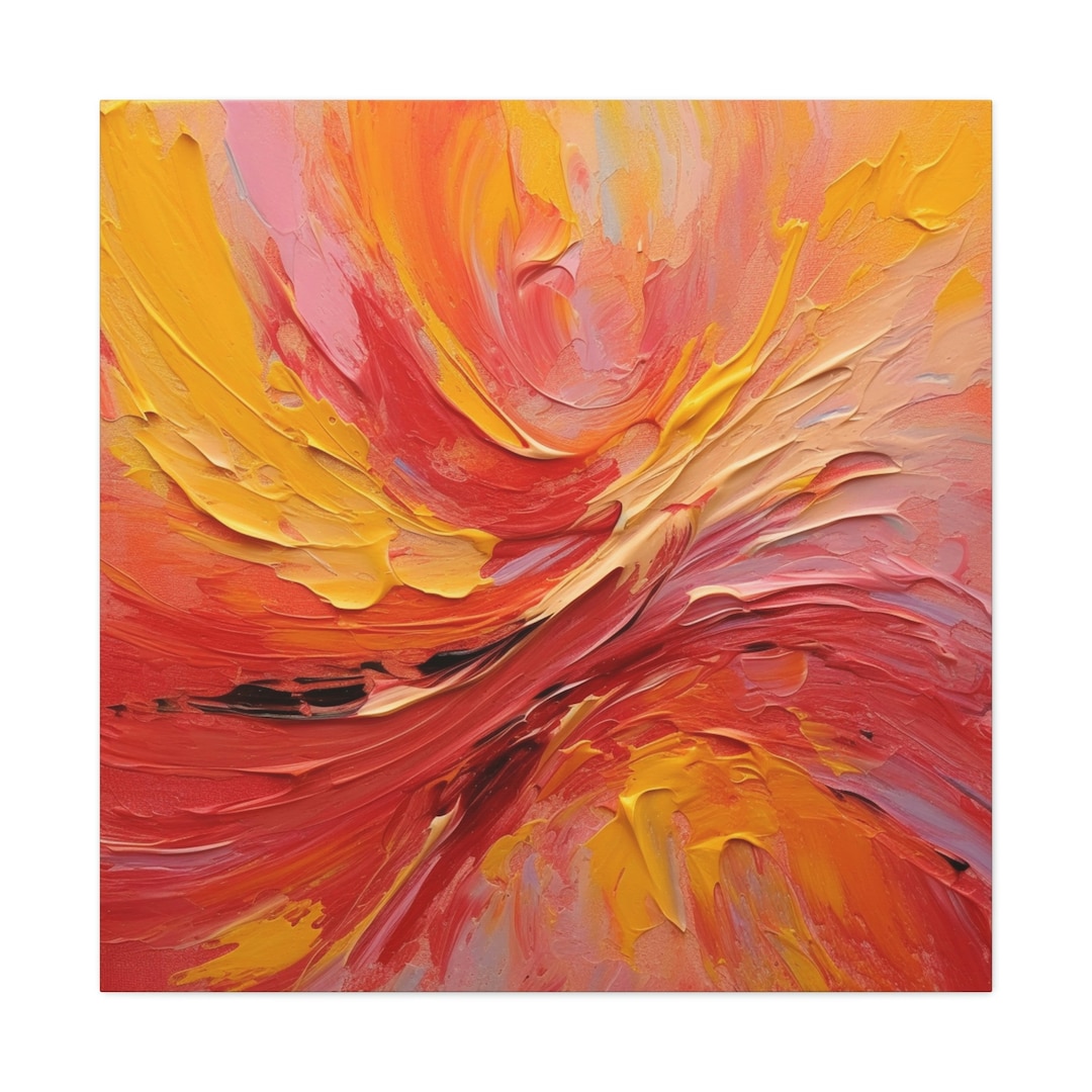 Pink Orange Yellow Red Abstract Art Canvas Gallery Wrap Wall Decor - Etsy