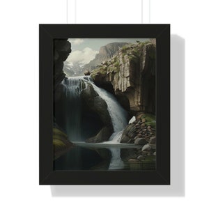 Waterfall Framed Vertical Poster Framed Wall Décor Art